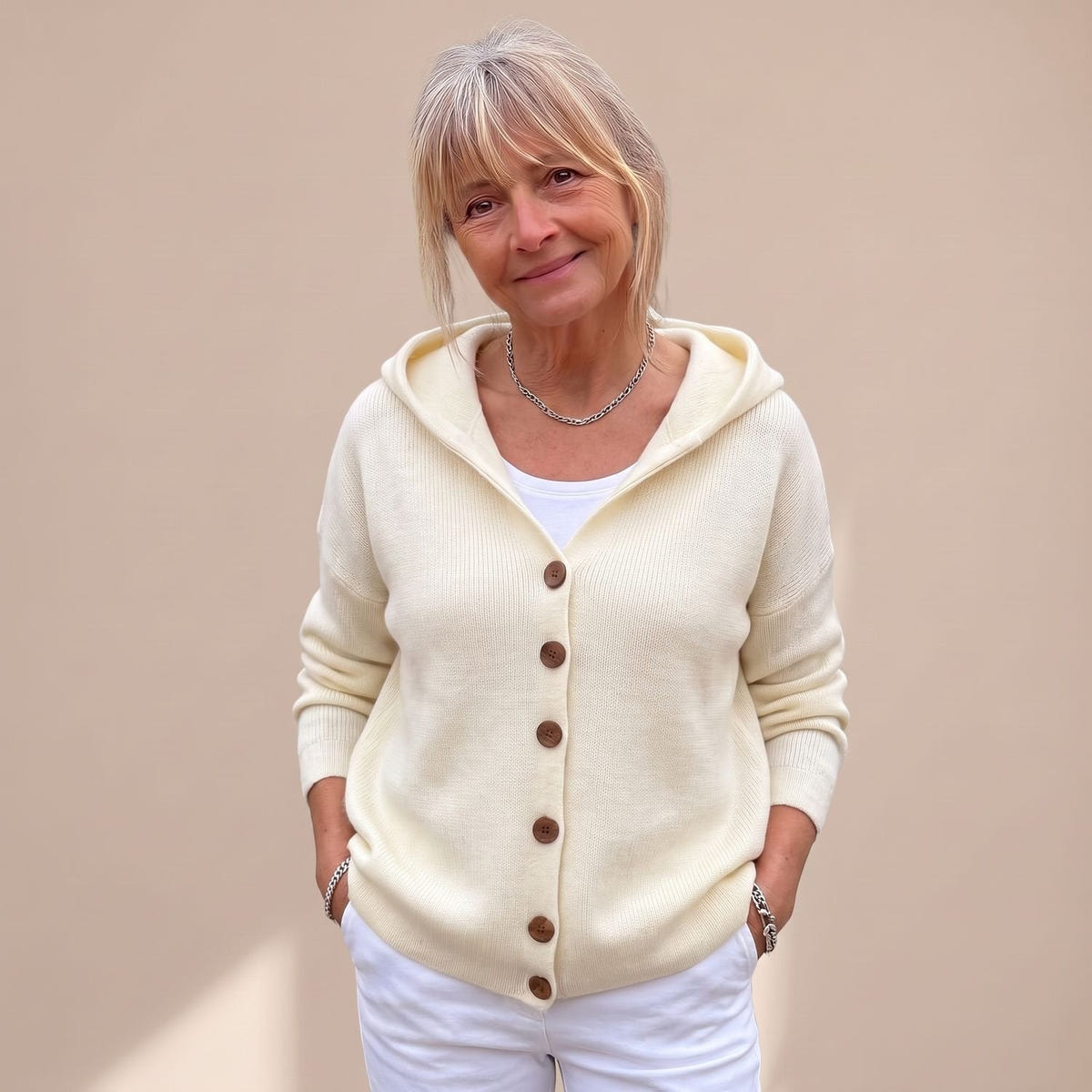 Consuela | Women's Hooded Relaxed Fit Button Up Knit Cardigan Sweater
