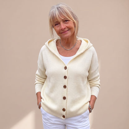 Consuela | Women's Hooded Relaxed Fit Button Up Knit Cardigan Sweater