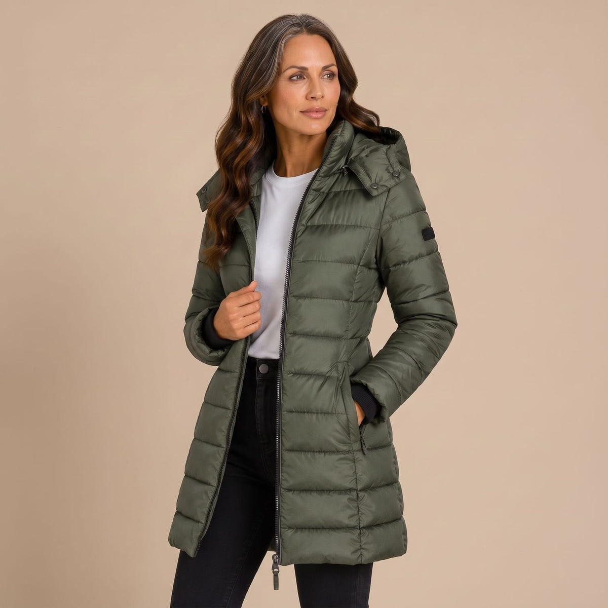 Carol | Women's Hooded Winter Quilted Long Puffer Coat