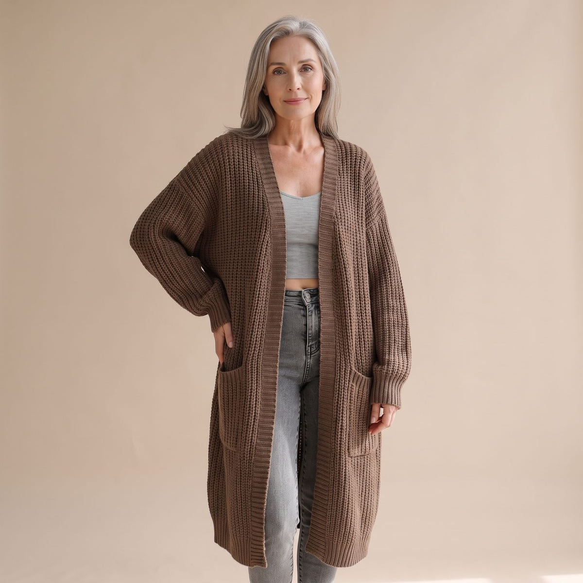Dara | Women's Chunky Ribbed Knit Oversized Long Duster Cardigan