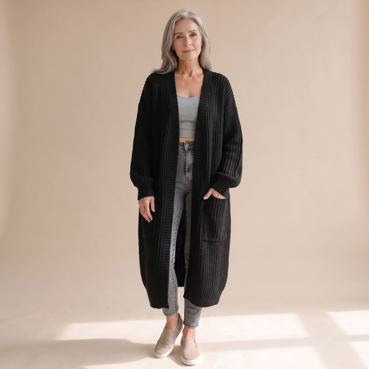 Dara | Women's Chunky Ribbed Knit Oversized Long Duster Cardigan