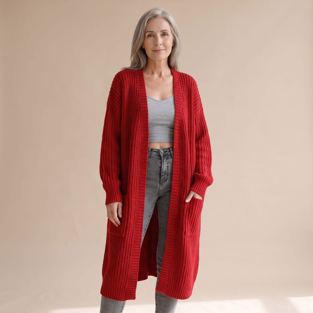 Dara | Women's Chunky Ribbed Knit Oversized Long Duster Cardigan