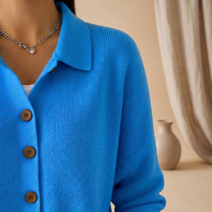 Coco | Women's Polo Collar Relaxed Knit Button Up Cardigan