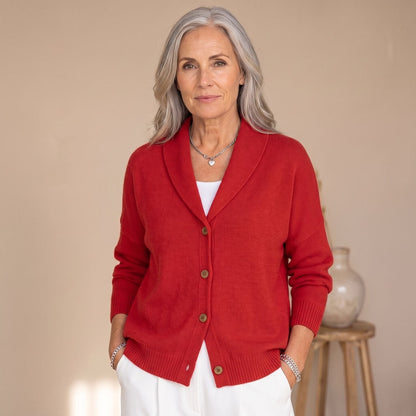 Coco | Women's Polo Collar Relaxed Knit Button Up Cardigan