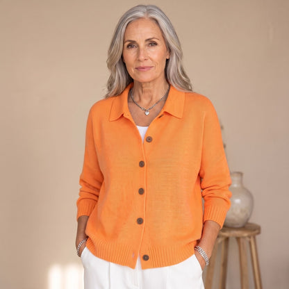 Coco | Women's Polo Collar Relaxed Knit Button Up Cardigan