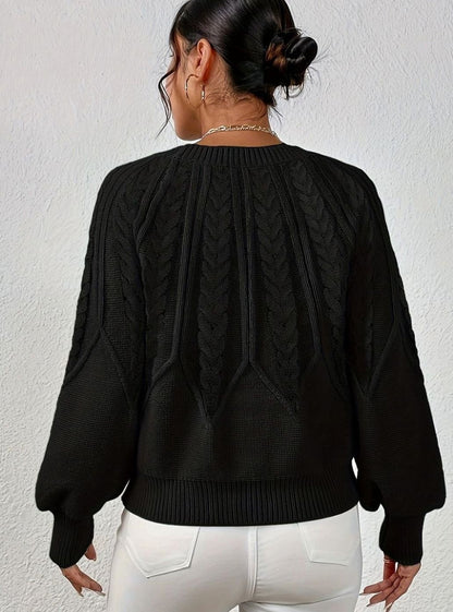 Sophia | Women's Relaxed Lantern Sleeve Cable Knit Pullover Sweater