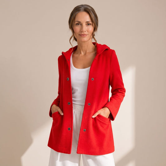 Coretta | Women's Relaxed Hooded Button Up Cardigan Coat
