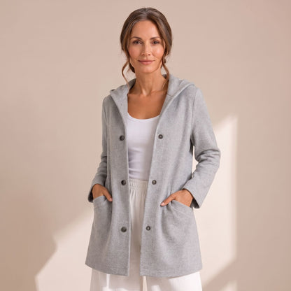 Coretta | Women's Relaxed Hooded Button Up Cardigan Coat