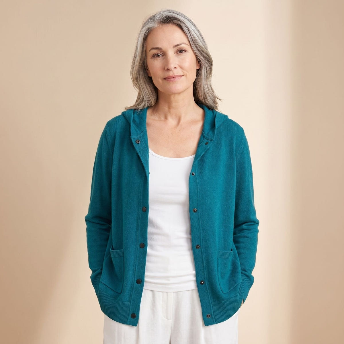 Coretta | Women's Relaxed Hooded Button Up Cardigan Coat