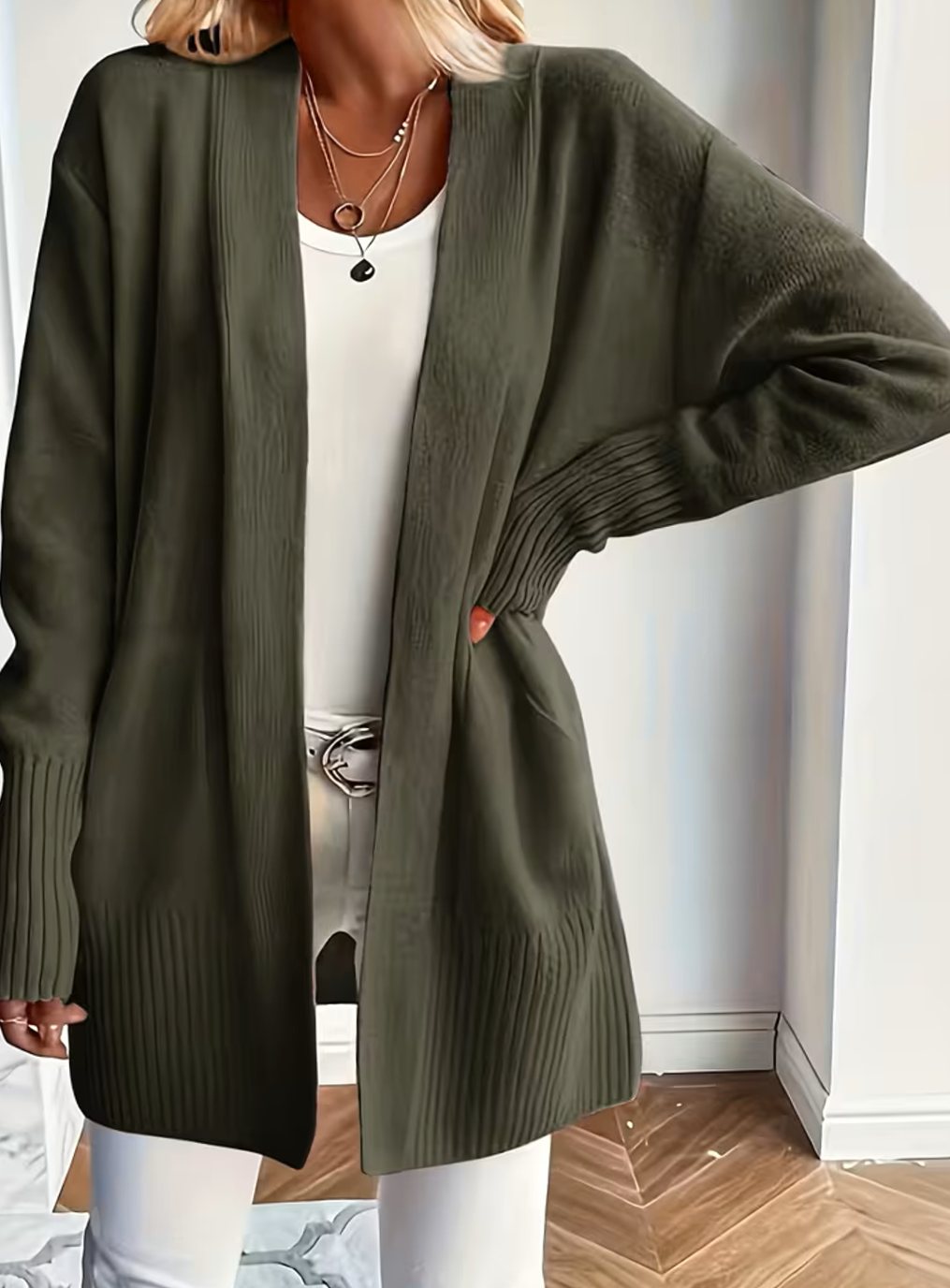Harper | Women's Relaxed Open-Front Long Knit Cardigan Sweater