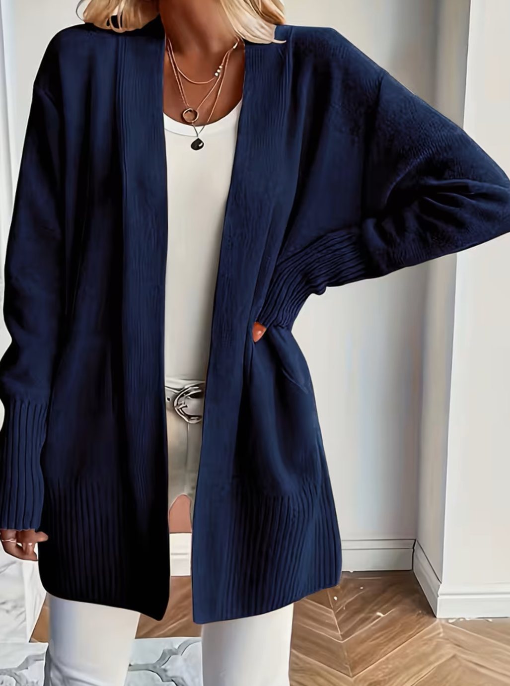 Harper | Women's Relaxed Open-Front Long Knit Cardigan Sweater