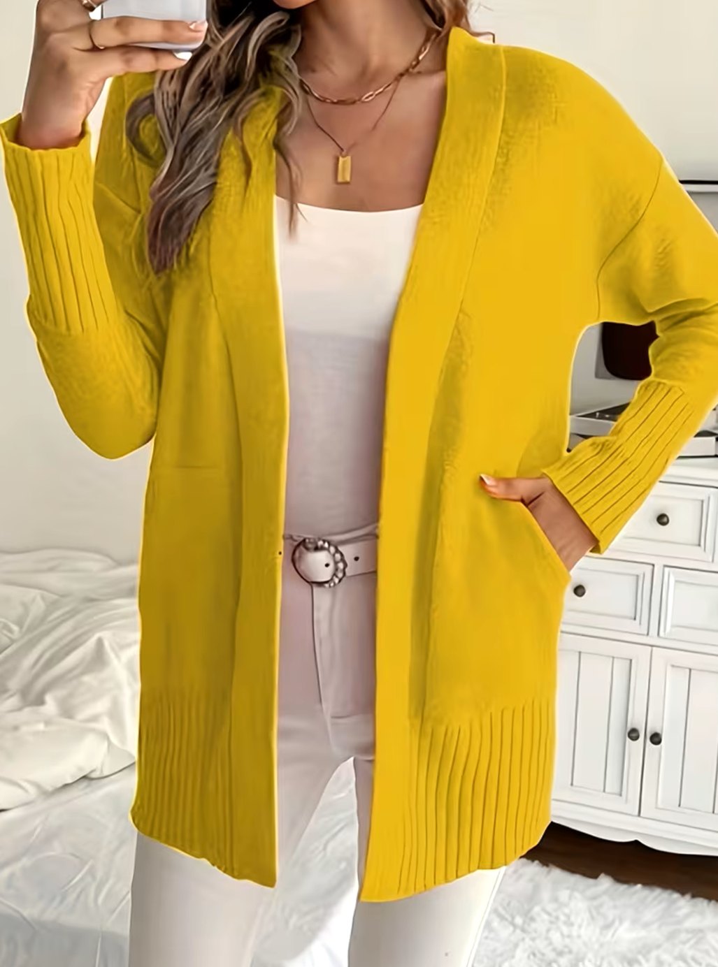 Harper | Women's Relaxed Open-Front Long Knit Cardigan Sweater
