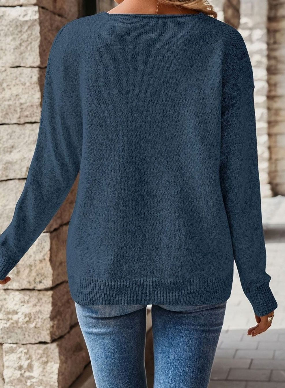 Odette | Women's Relaxed V-Neck Pointelle Knit Pullover Sweater