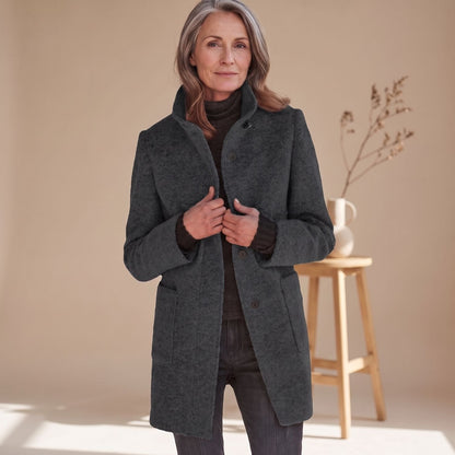 Claudia | Women's Stand Collar Wool-Blend Patch Pocket Winter Coat