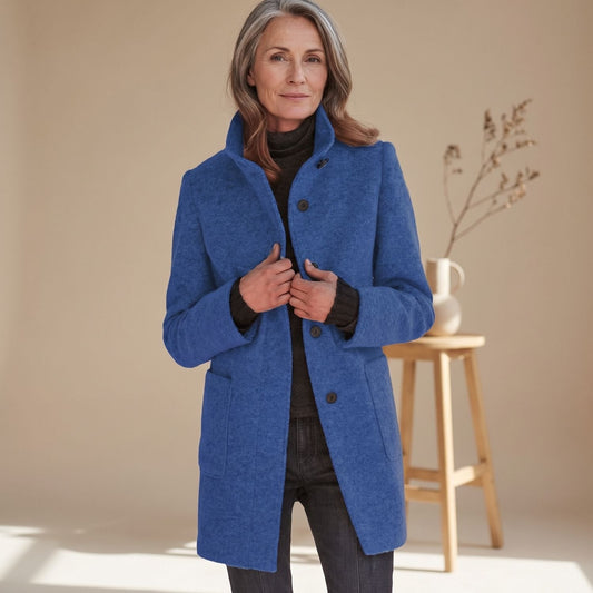 Claudia | Women's Stand Collar Wool-Blend Patch Pocket Winter Coat