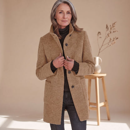Claudia | Women's Stand Collar Wool-Blend Patch Pocket Winter Coat